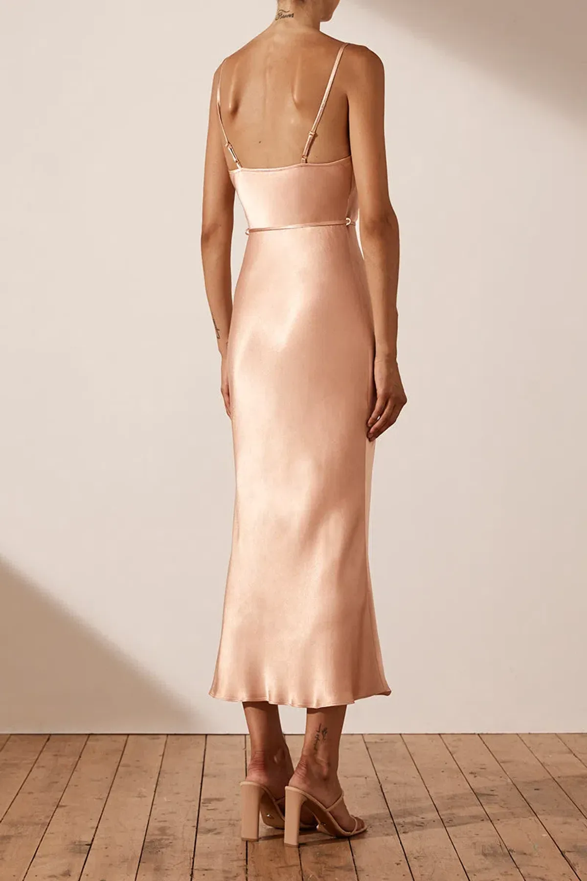 Shona Joy La Lune Bias Cowl Midi Dress Desert Rose Size L / AU 12 - Image 2