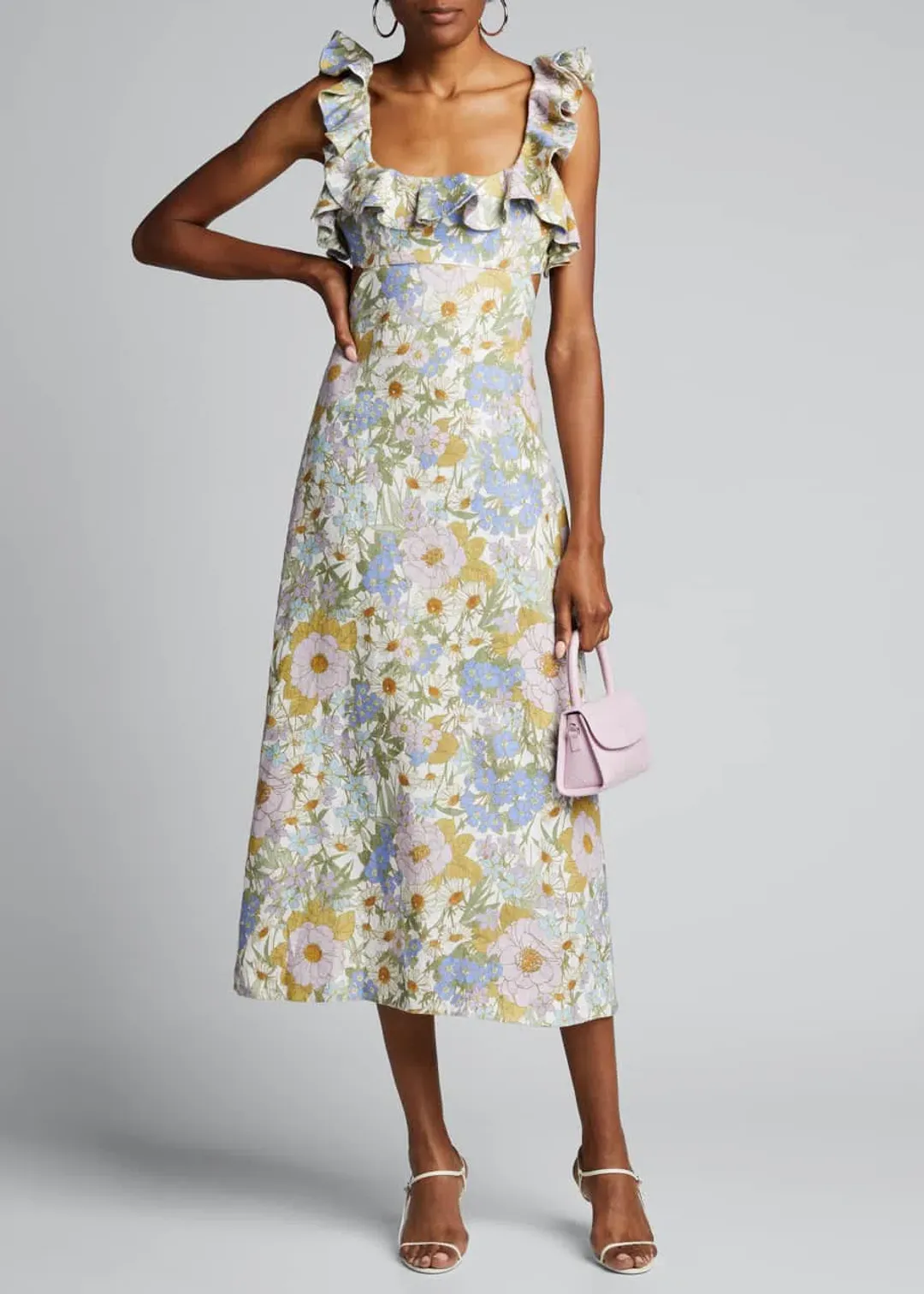 Zimmermann Super Eight Frilled Midi Dress Floral Size 2 / AU 12 for rent on The Volte - main image