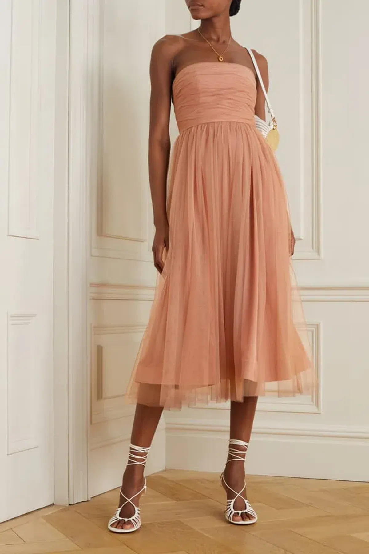 Zimmermann Lipstick Tulle Strapless Midi Dress in Lipstick Nude Size 1/AU 10 - Image 1