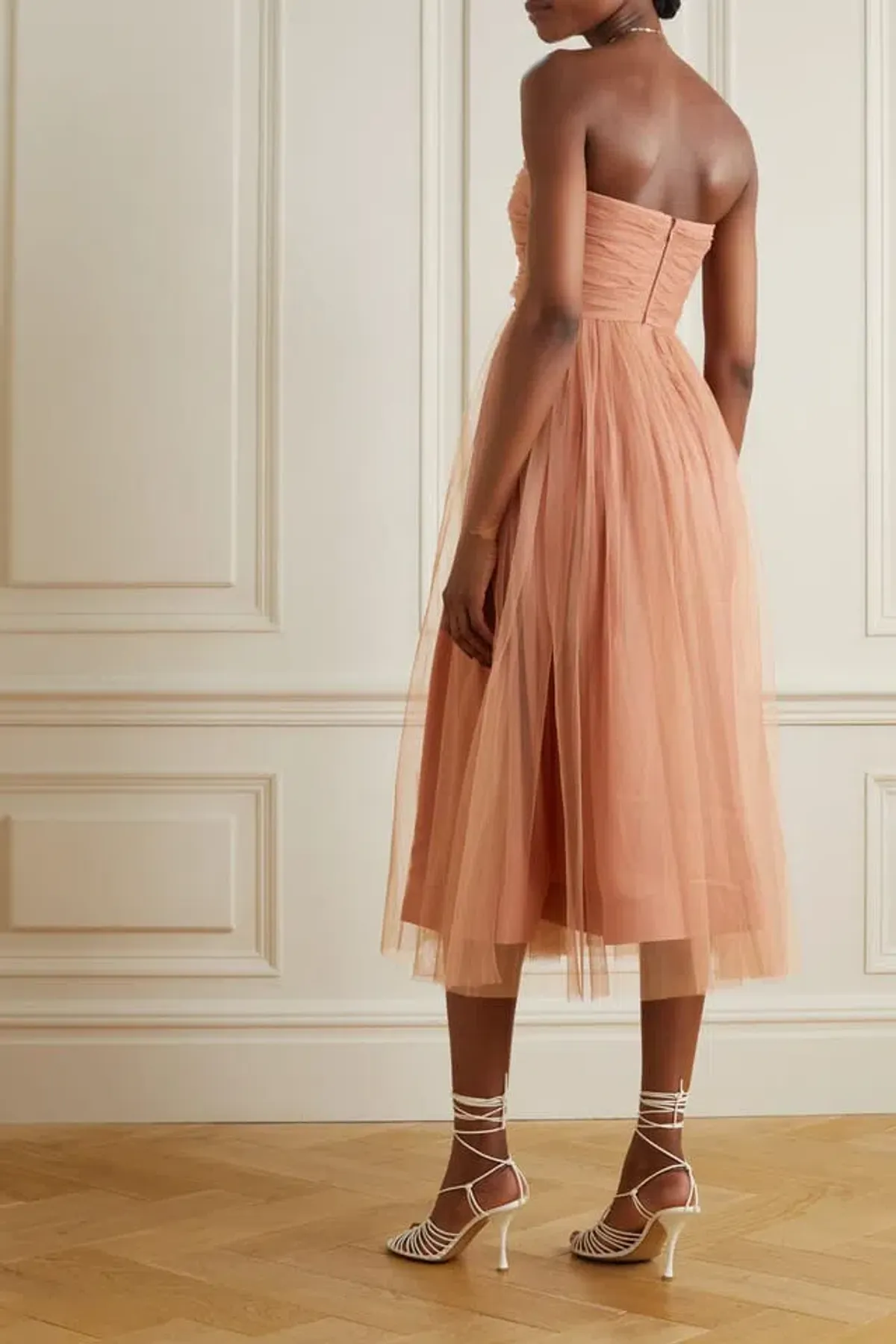 Zimmermann Lipstick Tulle Strapless Midi Dress in Lipstick Nude Size 1/AU 10 - Image 2