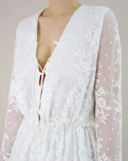 Zimmermann Roza Silk Veil Gathered Dress White With Slip Size 3/AU 14 for rent on The Volte - image 2