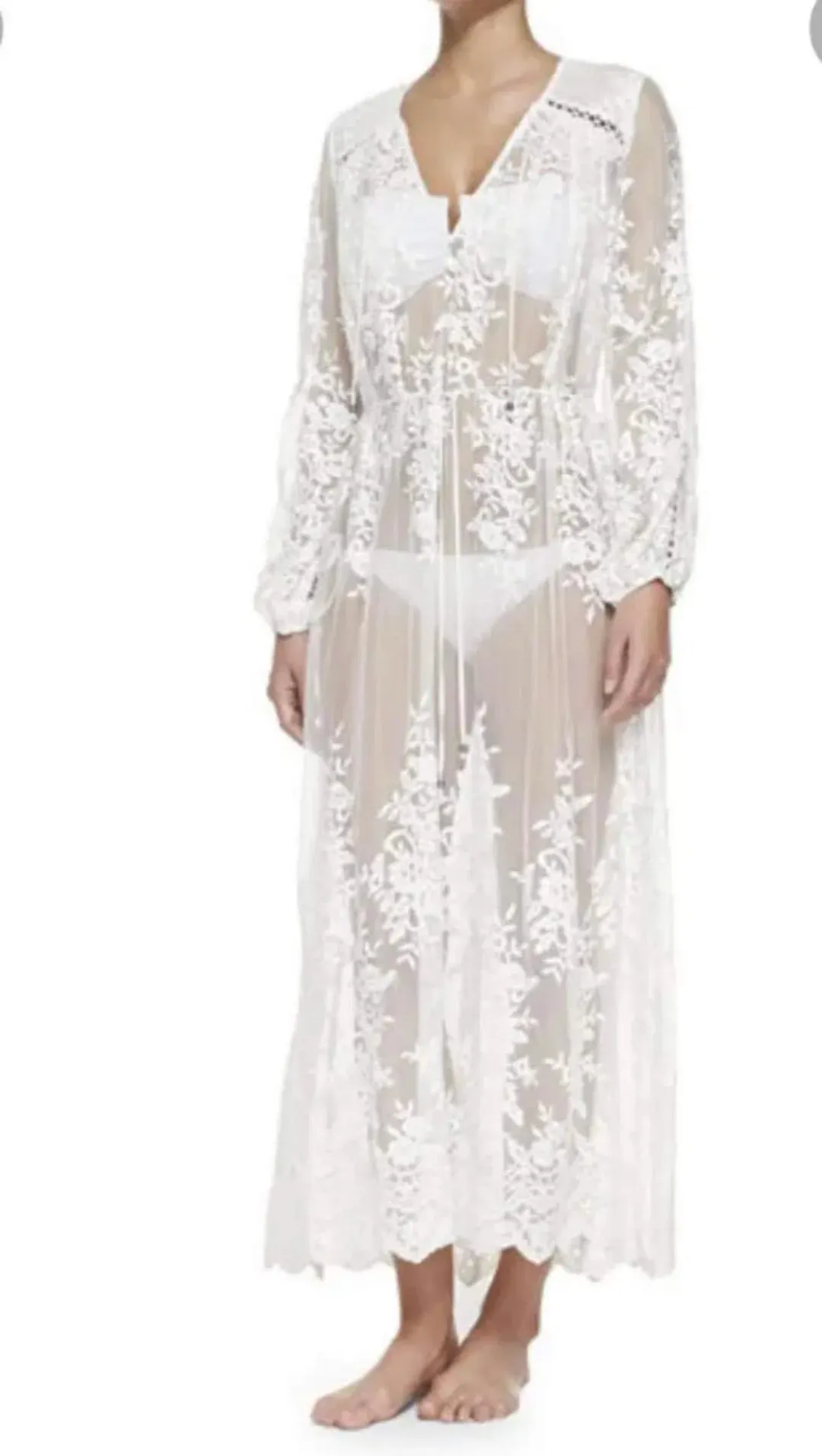 Zimmermann Roza Silk Veil Gathered Dress White With Slip Size 3/AU 14 for rent on The Volte - main image