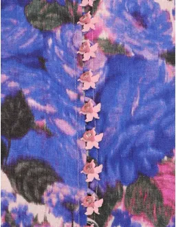 Zimmermann High Tide Buttoned Midi Dress Purple Ikat Floral Size 4 / Au 16 for rent on The Volte - image 4