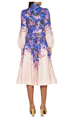 Zimmermann High Tide Buttoned Midi Dress Purple Ikat Floral Size 4 / Au 16 for rent on The Volte - image 2