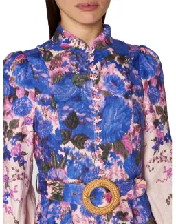 Zimmermann High Tide Buttoned Midi Dress Purple Ikat Floral Size 4 / Au 16 for rent on The Volte - image 3