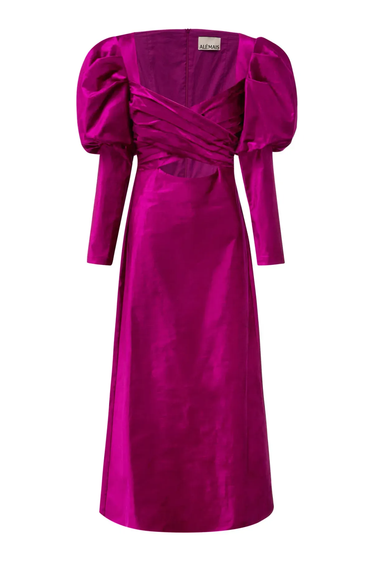 Alamais Rosario Puff Sleeve Midi Dress Fushia Size 10 - Image 4