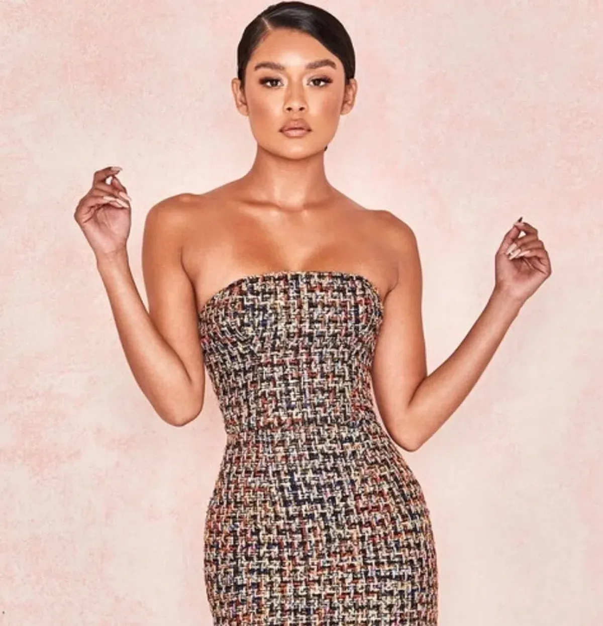 House of CB Gabrielle Tweed Midi Dress Multi Size S / Au 8 - Image 2
