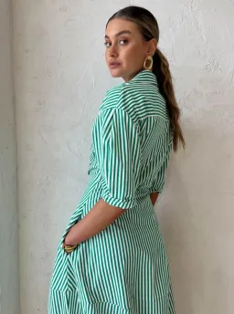 Camilla and Marc Flynn Cocoon Dress Sage and White Stripe Print Size 14 for rent on The Volte - image 2