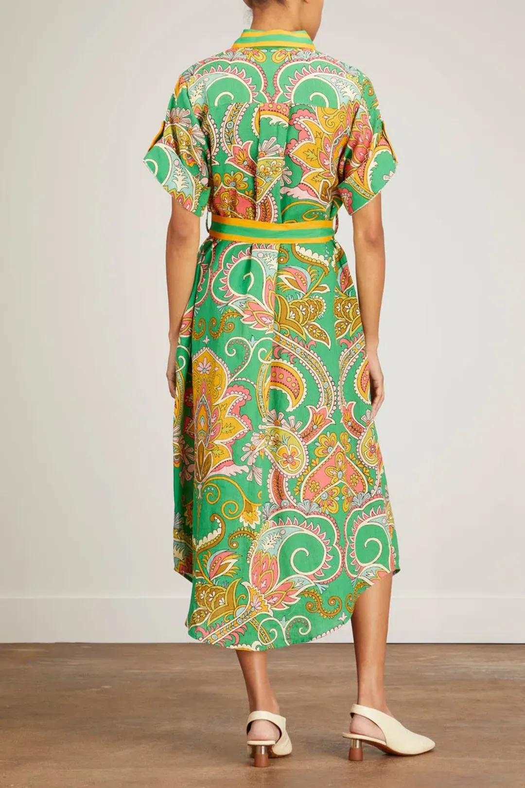 Alemais Marion Shirtdress Green Print Size 10 for rent on The Volte - main image