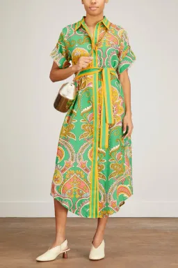 Alemais Marion Shirtdress Green Print Size 10 for rent on The Volte - image 3