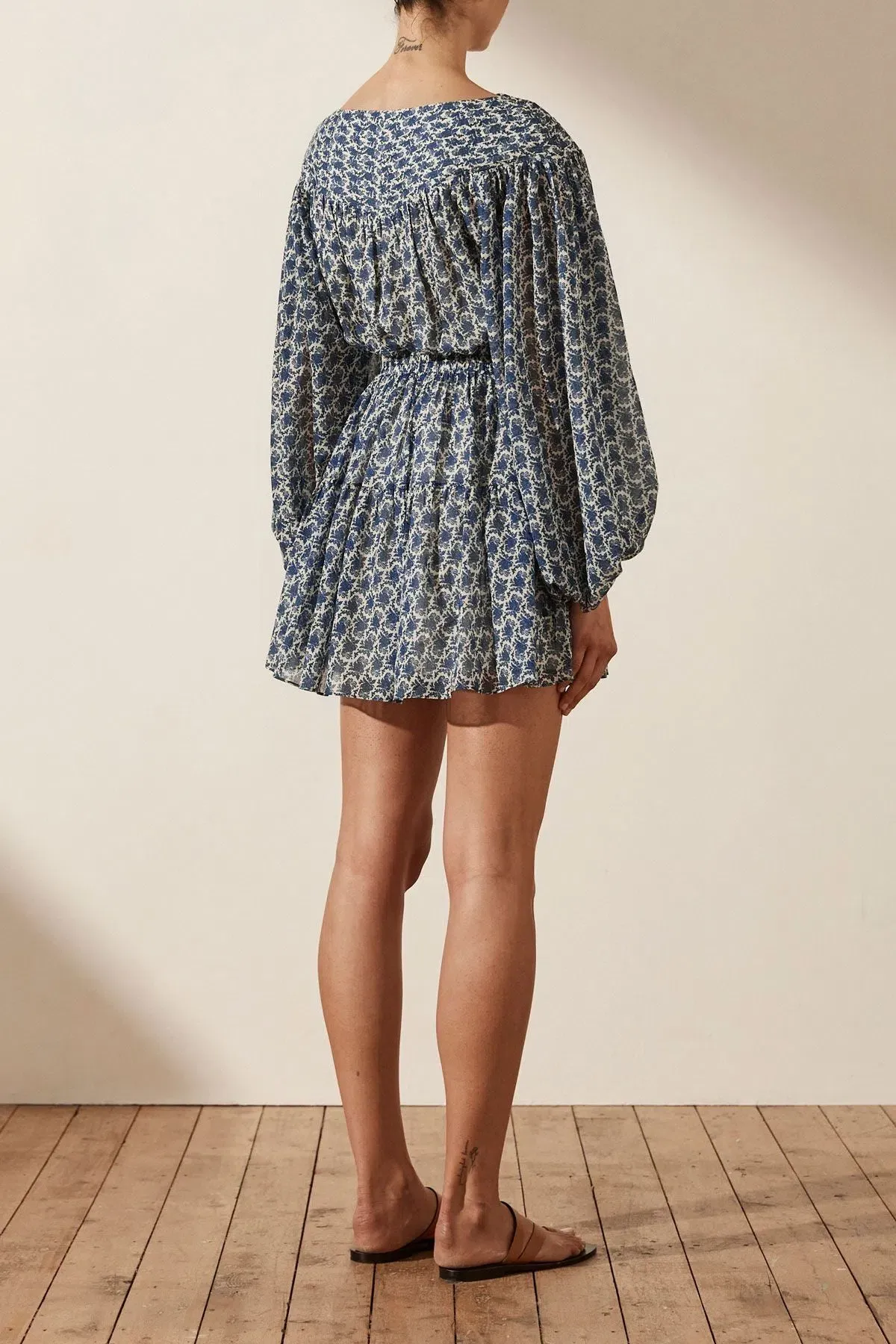 Shona Joy Daniela Tuck Balloon Mini Dress Print Size 8 - Image 3