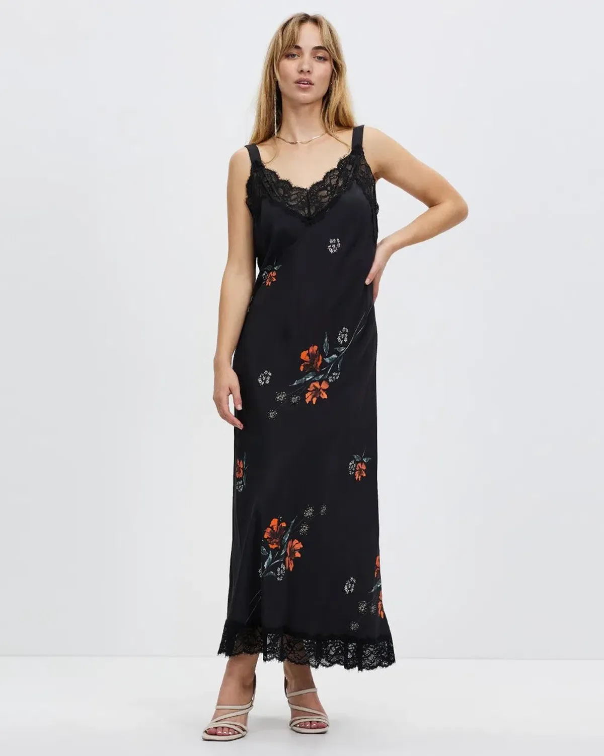 Sass & Bide One Too Many Lace Midi Dress Black Floral Size 6 for rent on The Volte - main image