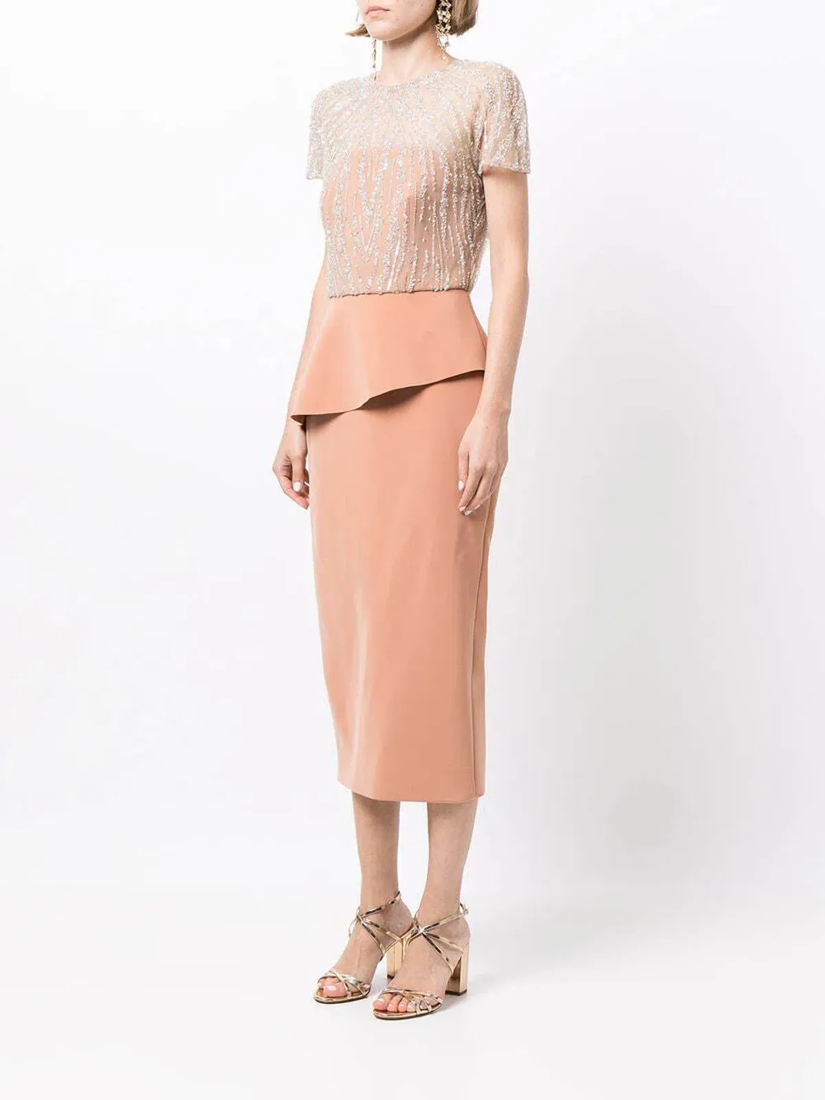 Rachel Gilbert Cole Midi Dress Terracotta Nude Size 14 for rent on The Volte - main image