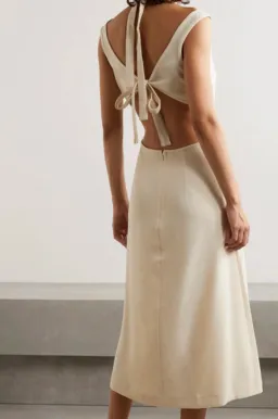 Dion Lee Tie Back Cut Out Crepe Midi Dress Cream Size M/Au 10 for rent on The Volte - image 2
