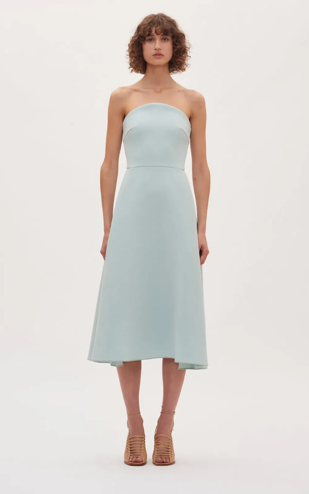 Dion Lee Concave Crepe Strapless Midi Dress Seafoam Size 4 for rent on The Volte - main image