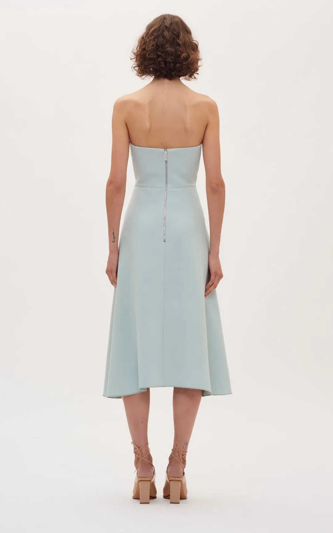 Dion Lee Concave Crepe Strapless Midi Dress Seafoam Size 4 for rent on The Volte - main image