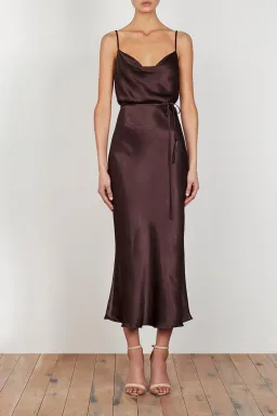 Shona Joy La Lune Bias Cowl Midi Dress Brown Size 10 / M for rent on The Volte - image 1