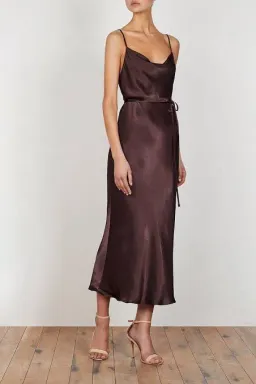 Shona Joy La Lune Bias Cowl Midi Dress Brown Size 10 / M for rent on The Volte - image 2