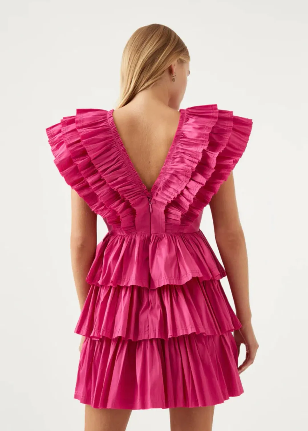 Aje Rhythmic Frilled Mini Dress Pink Size 6 / XS for rent on The Volte - main image