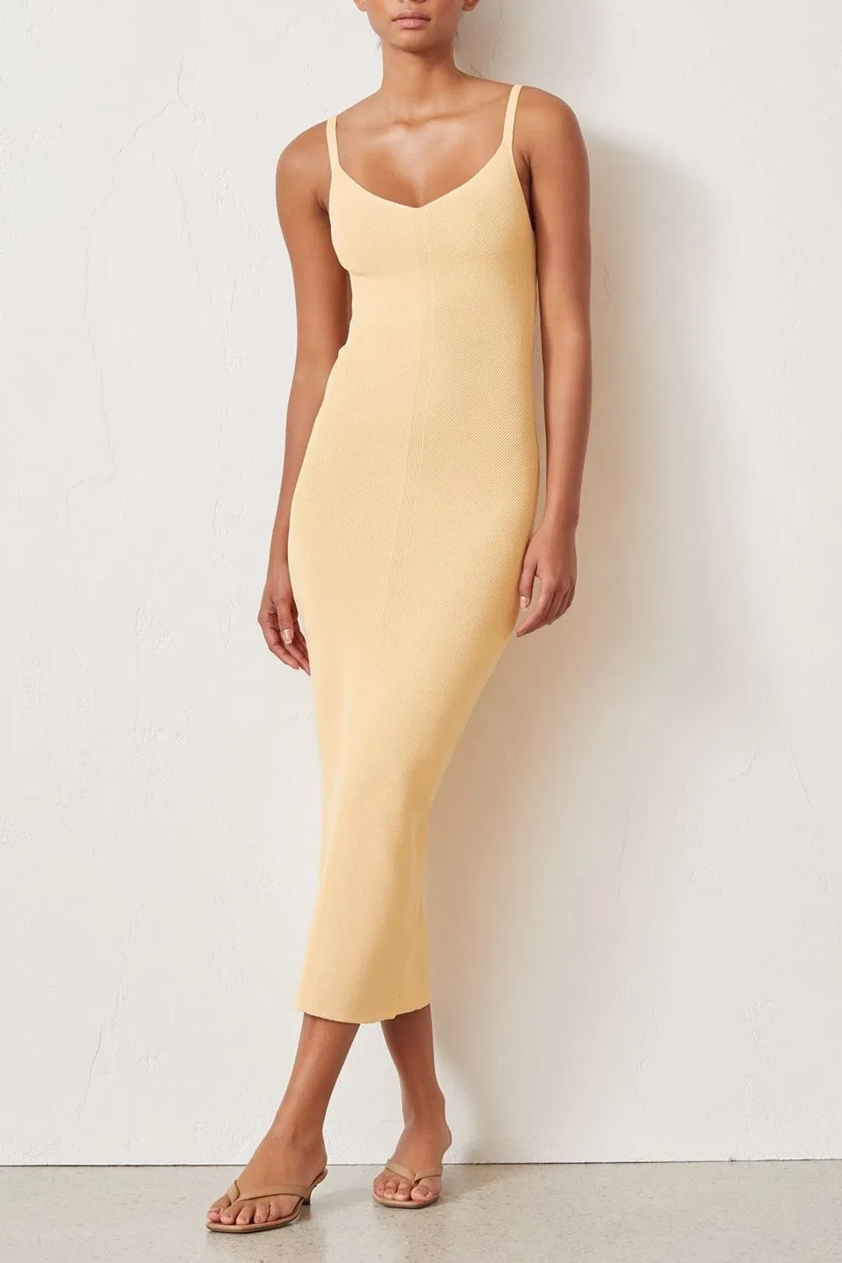 Bec and Bridge Citrus Club Knit Midi Dress in Melon Orange Size 10 - Image 3