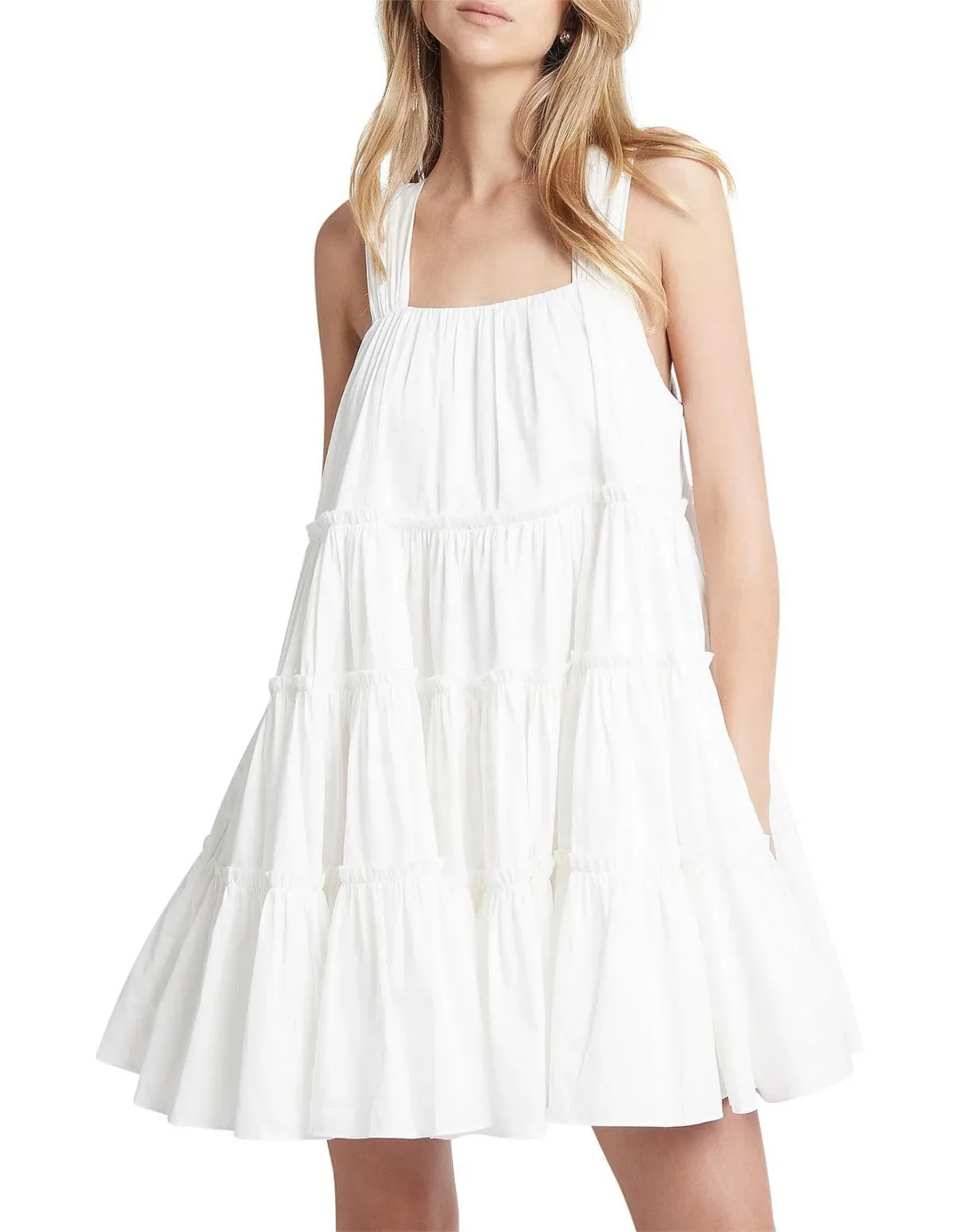 Aje Solstice Tiered Mini Dress Ivory Size 12 for rent on The Volte - main image