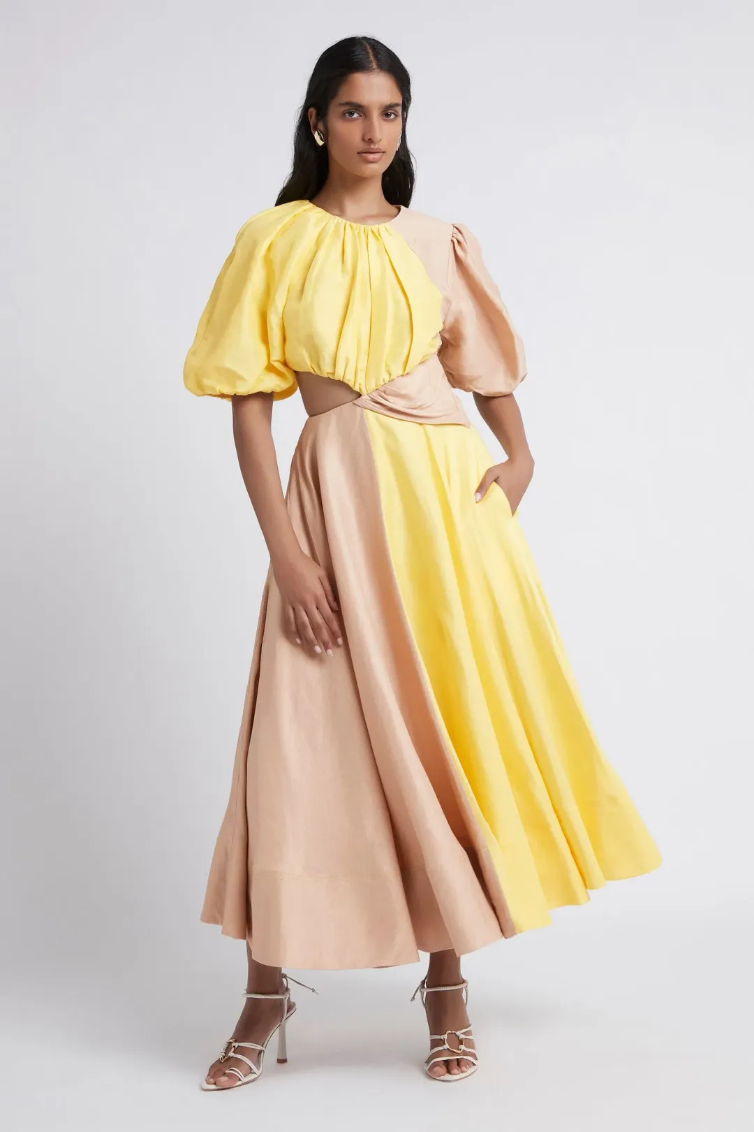 Aje Caliente Two Tone Puff Sleeve Dress Size 12 for rent on The Volte - main image