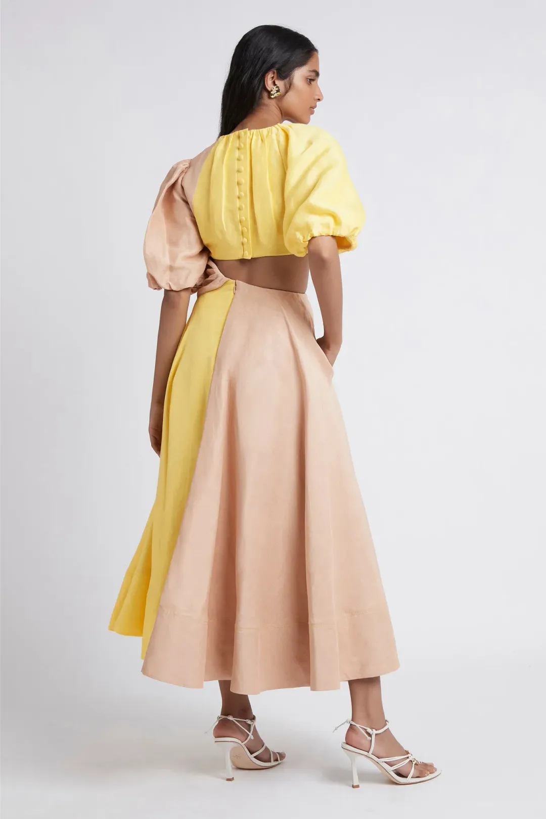 Aje Caliente Two Tone Puff Sleeve Dress Size 12 for rent on The Volte - main image