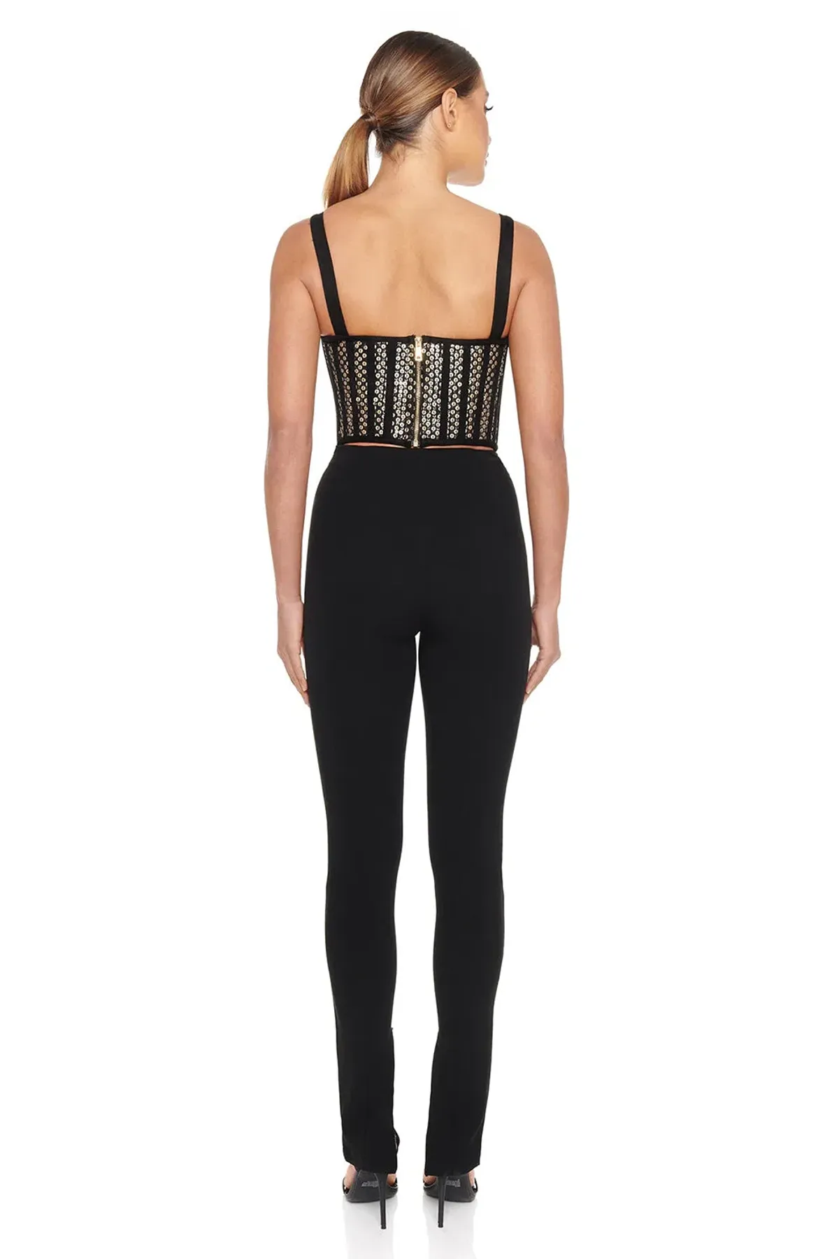 Eliya the Label The Zayna Corset Top Black/Silver Sequin Size XS/AU 6 - Image 2