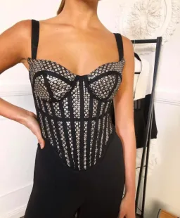 Eliya the Label The Zayna Corset Top Black/Silver Sequin Size XS/AU 6 for rent on The Volte - image 3