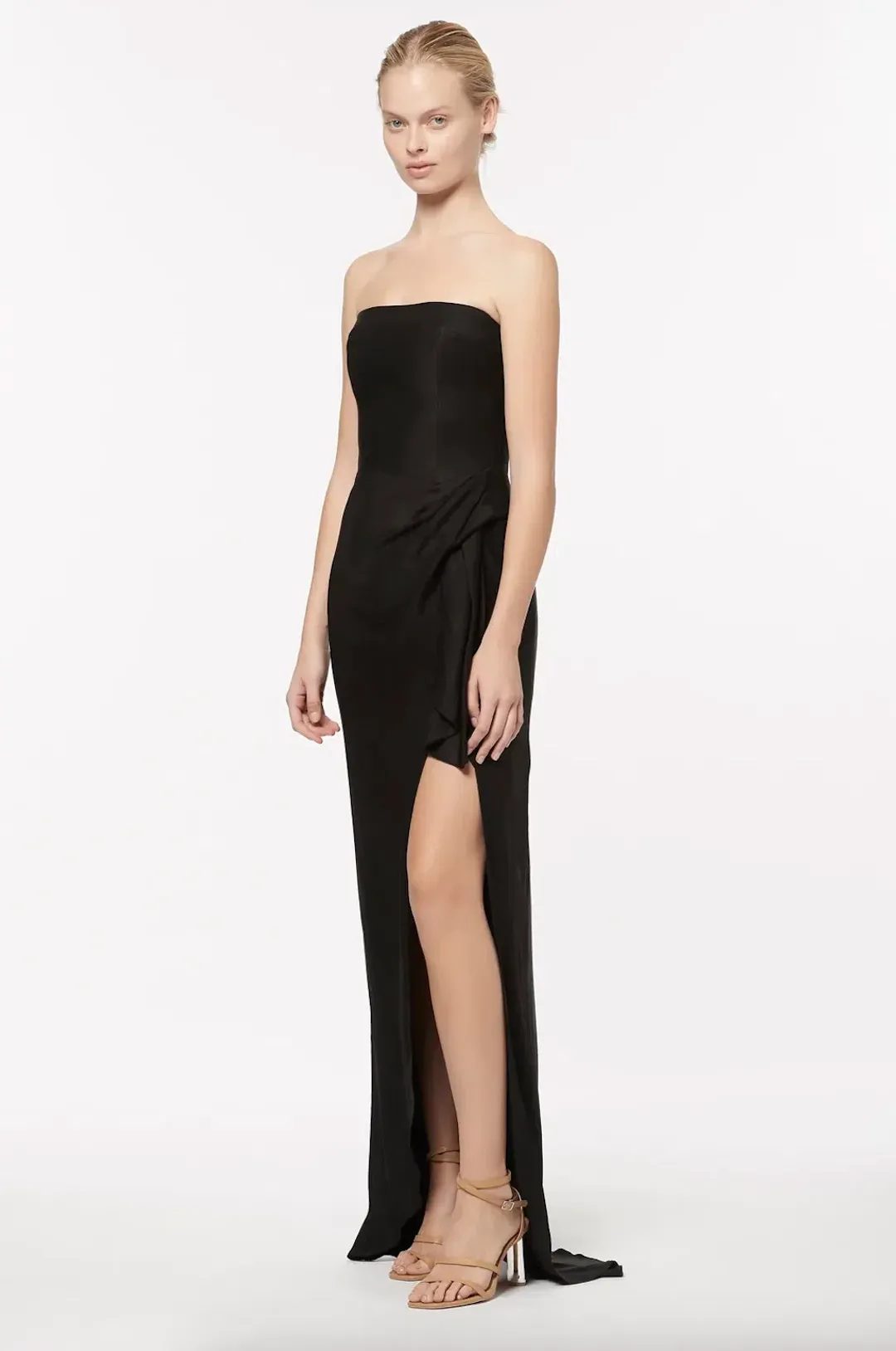 Manning Cartell Asymmetrical Games Strapless Gown Black Size 6 for rent on The Volte - main image
