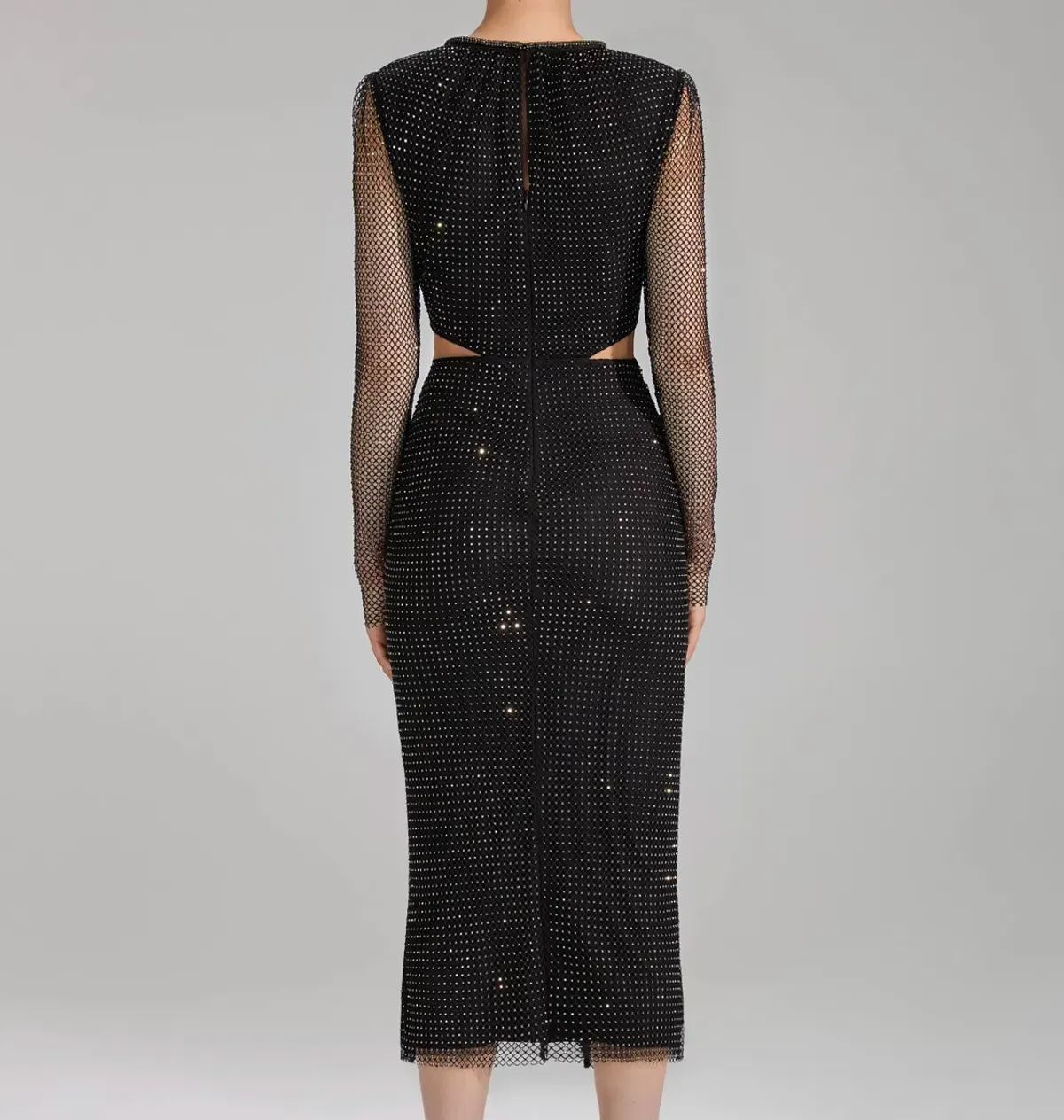 Self portrait Diamanté Fishnet Midi Dress Black Size 12 - Image 3