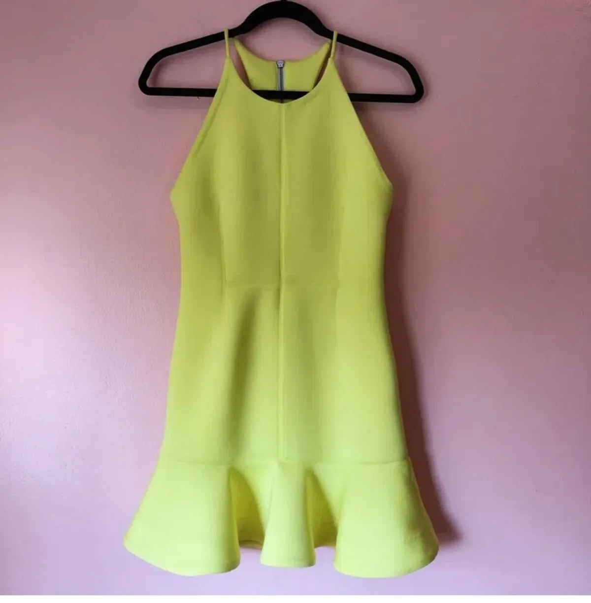 Shakuhachi Neon Yellow Neoprene Mini Dress Size 6 - Image 2