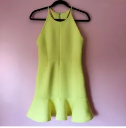 Shakuhachi Neon Yellow Neoprene Mini Dress Size 6 for rent on The Volte - image 2