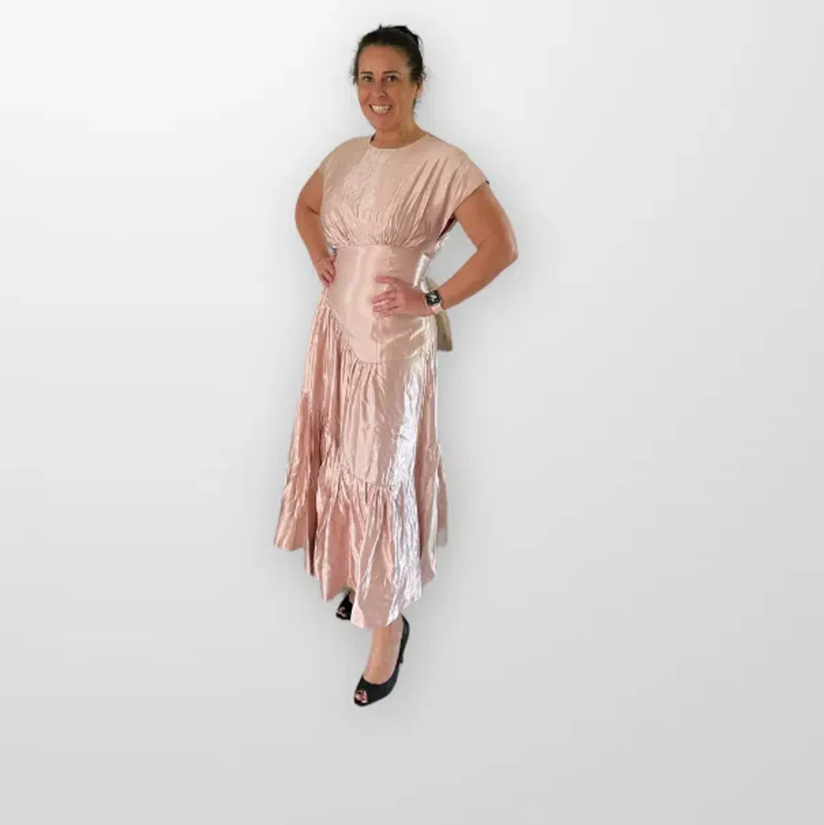 AJE Serendipity Reflect Midi Dress Blush Size 12 for rent on The Volte - main image