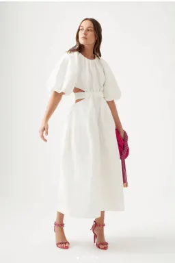 Aje Mimosa Cut Out Midi Dress White Size 8 for rent on The Volte - image 1