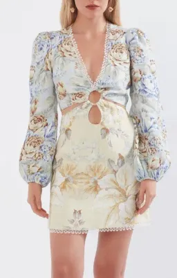 Sonya Moda Botanica Linen Cutout Dress Floral Size 0/Au 6 for rent on The Volte - image 2