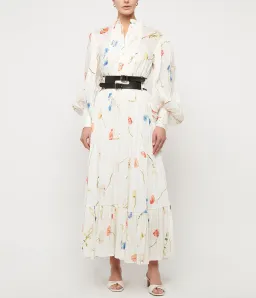 Leo Lin The Fields Silk Linen Dress White Size 8 for rent on The Volte - image 1