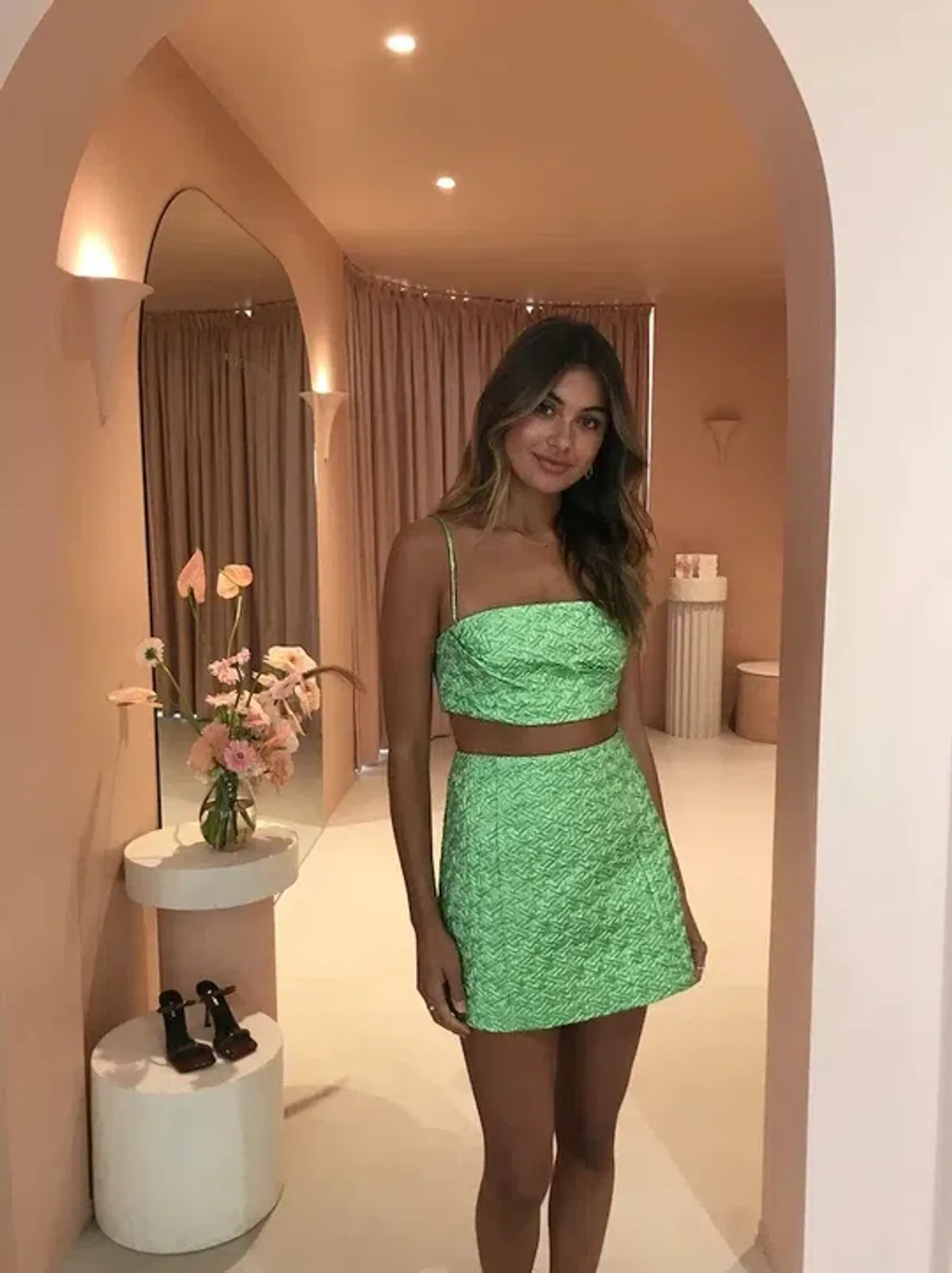 Bec & Bridge Apple Top and Mini Skirt Set Green Size 10 - Image 1