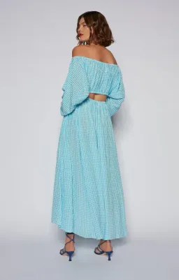 Scanlan Theodore Gingham Cut Out Dress in Blue Size 6 for rent on The Volte - image 3