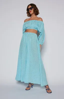 Scanlan Theodore Gingham Cut Out Dress in Blue Size 6 for rent on The Volte - image 1