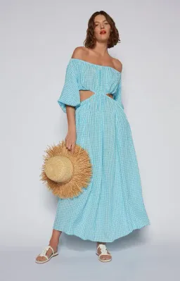 Scanlan Theodore Gingham Cut Out Dress in Blue Size 6 for rent on The Volte - image 2