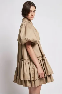 Aje Ambience Shirt Dress Brown Size 8 for rent on The Volte - image 1