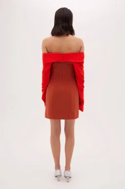 Bianca Spender Crepe Jean Dress Brick Red Size 12 for rent on The Volte - image 2