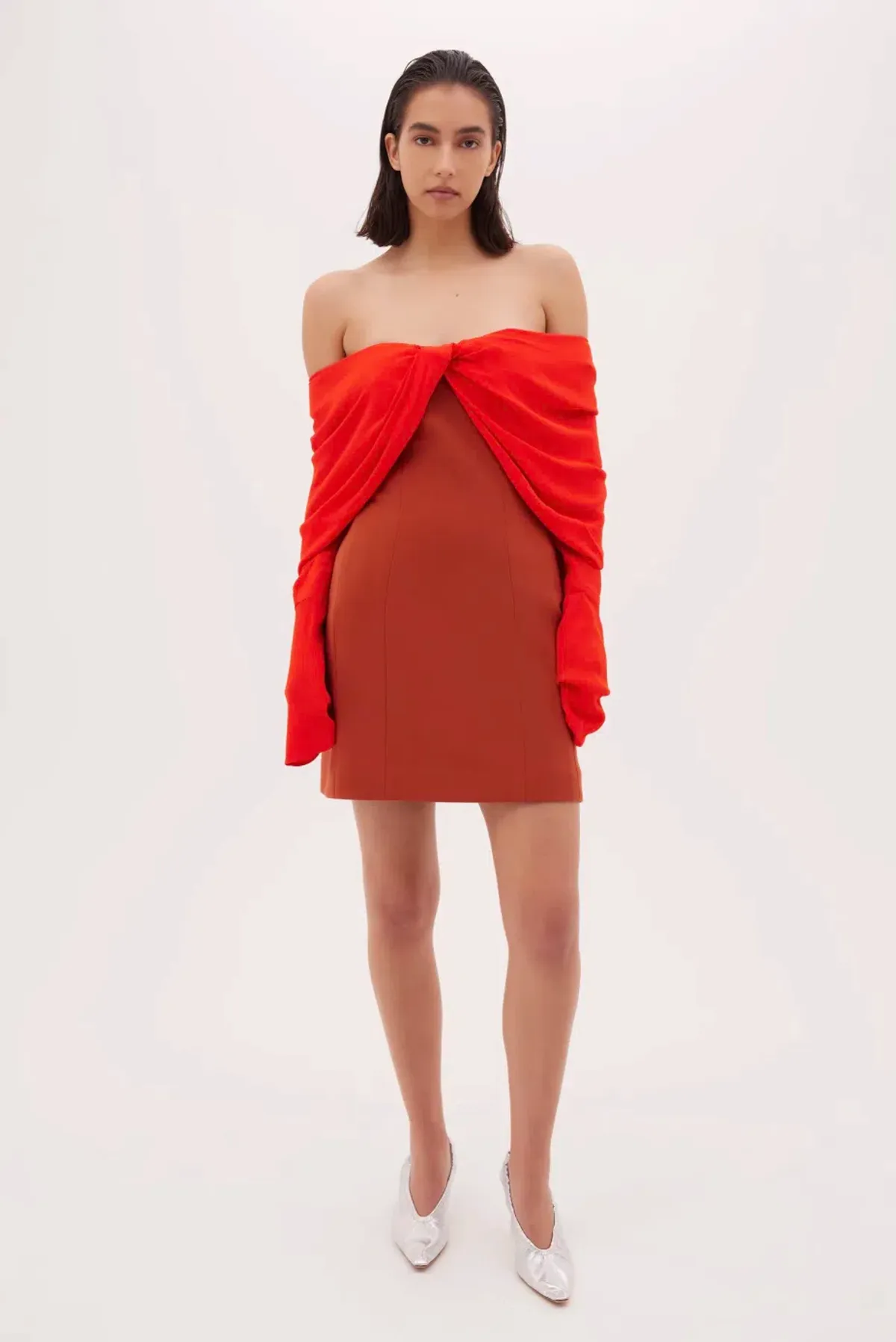 Bianca Spender Crepe Jean Dress Brick Red Size 12 - Image 1