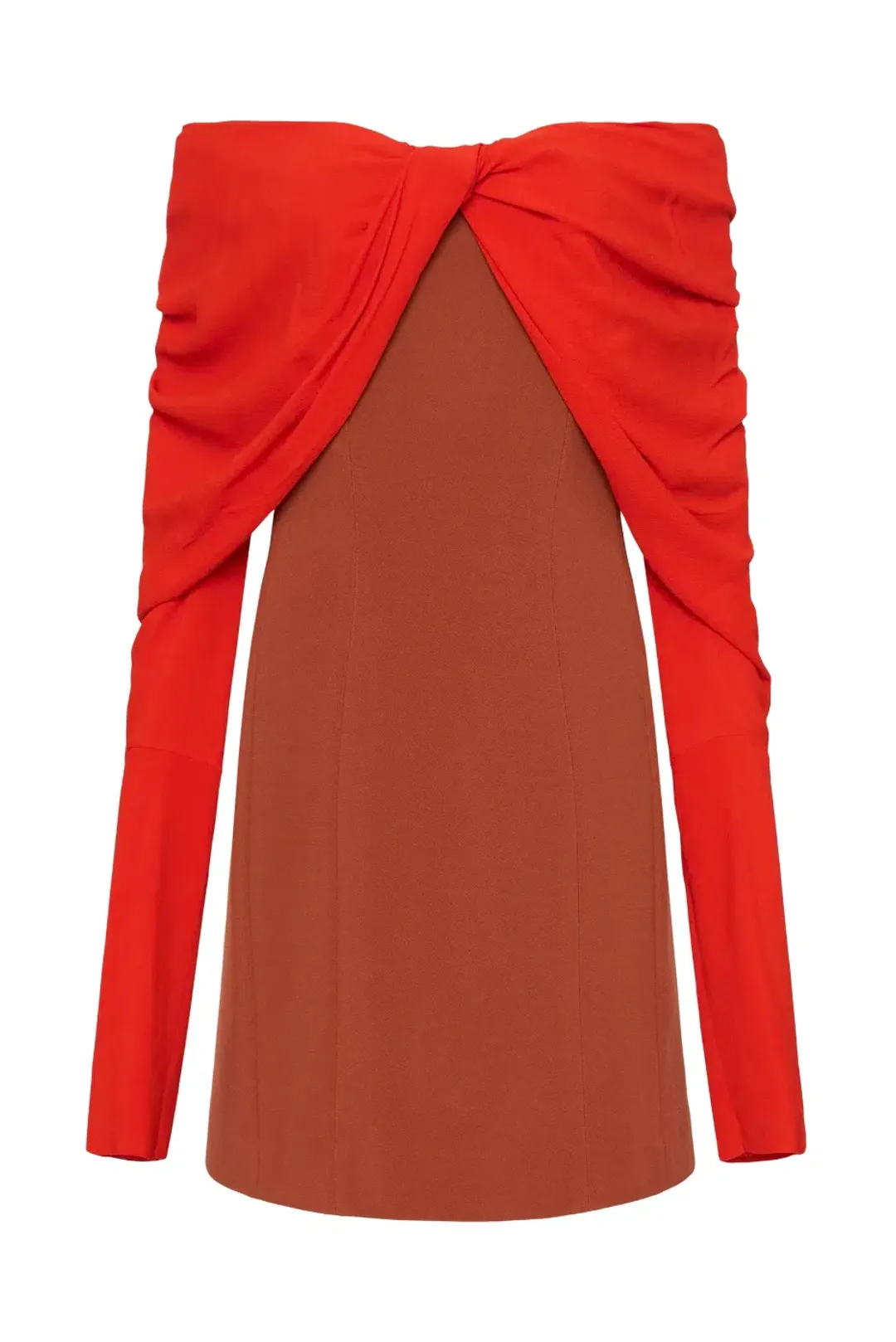 Bianca Spender Crepe Jean Dress Brick Red Size 12 for rent on The Volte - main image