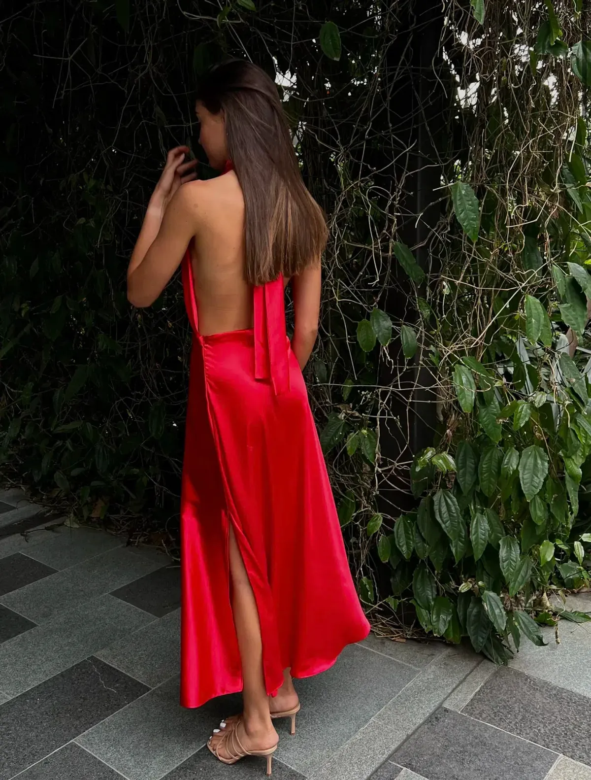YLD Design Halter Tie Maxi Dress Red Size 6 - Image 2