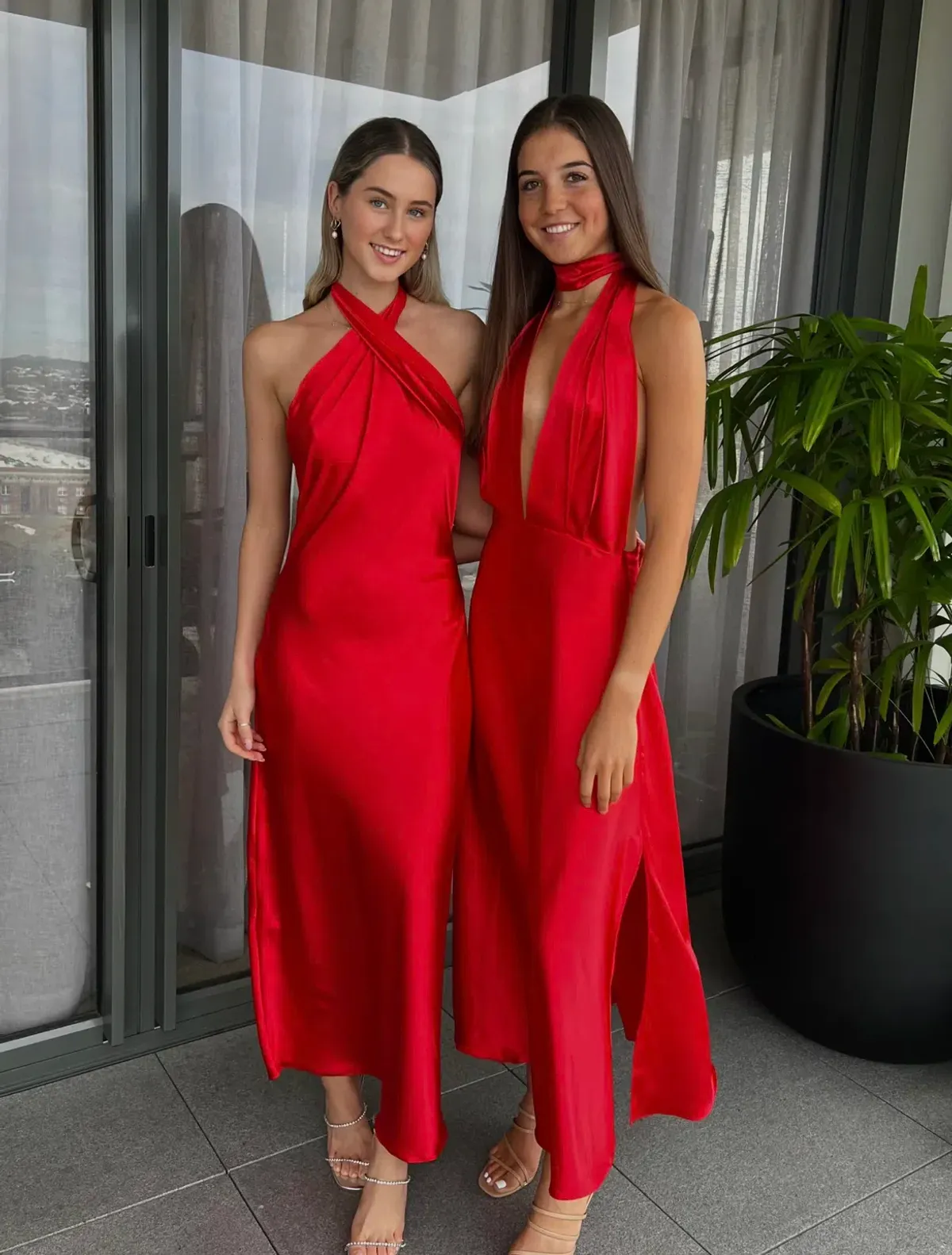 YLD Design Halter Tie Maxi Dress Red Size 6 - Image 1