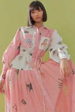 Alemais Cleo Patchwork Shirt Dress Print Size AU 10 for rent on The Volte - image 2