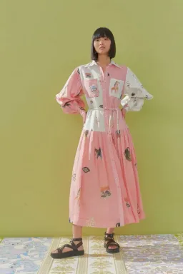 Alemais Cleo Patchwork Shirt Dress Print Size AU 10 for rent on The Volte - image 1