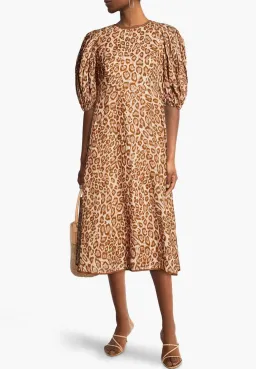 Zimmermann Concert Linen Leopard Print Dress Size 4/Au 16 for rent on The Volte - image 1